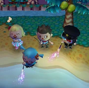 Players using Roman candles