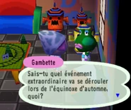 Gambette parlant au joueur dans Animal Crossing