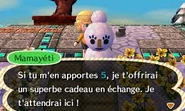 Mamayéti demandant au joueur de lui apporter 5 flocons de neige