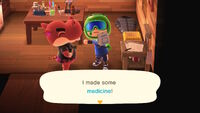Biff congratulating the player on crafting medicine