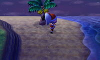 A horned atlas on the island in New Leaf.