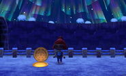 Outside the Surveillance Center on a winter season in New Leaf.