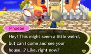 Phoebe asking the player to visit their home.