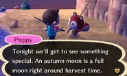 Poppy talking to the player about Autumn Moon in New Leaf.