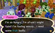 Fauna asking the player for fruit.