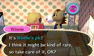Winnie giving the player her picture.