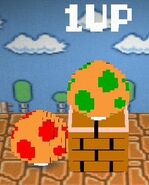 A 1-Up Sign above the 1-Up Mushroom.