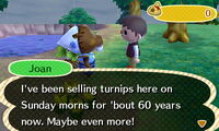 A player meeting Joan in New Leaf.