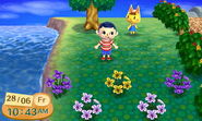 Katie visiting a player's town.