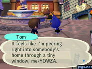 Talking to Tom in the city.