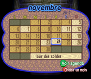 Le jour des soldes indiqué sur l'agenda dans Animal Crossing