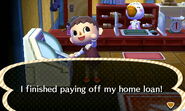 A player finishing their loan during the day in New Leaf.