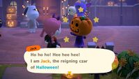 Jack greeting the player on Halloween Day