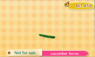 Cucumber horse shown in catalog.