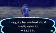 Catching a Hammerhead Shark in New Leaf.