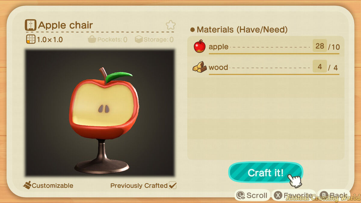 Apple chair animal crossing new horizons hot sale