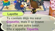 Layette parlant de Tiquette au joueur dans Let's Go to the City.