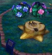 A Horned Hercules fighting a Golden Stag in Animal Crossing: New Leaf.