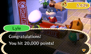 Lyle congratulating player on surpassing 20,000 HHA Points