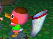 Freckles holding her Net while talking to a girl.