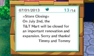 T&T Mart closing bulletin.