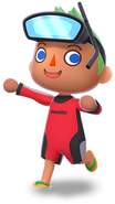 Artwork of a male player from New Leaf, wearing diving clothes.