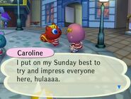 Caroline chatting with the player in the City.