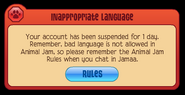 This is the suspension message if the player uses inappropriate language in chat.