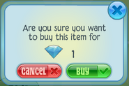 The pop-up that shows when a player wants to buy a diamond item.