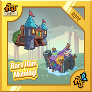 A Daily Explorer Rare Item Monday announcement featuring Jam Mart Clothing and the Hot Cocoa Hut.