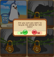 The confirmation pop up that appears when a player wants to recycle their animal.