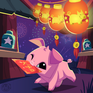 Artwork for both Year of the Pig Party and New Year's Fortune adventure.