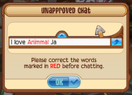 The new pop-up that appears the first time a Jammer tries to send unapproved words.