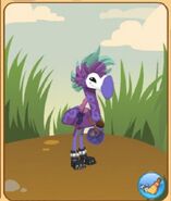 A flamingo with the purple and aqua Dyed Rocker Hair glitch