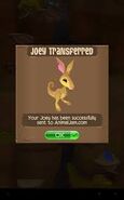 The AJ Jump screen when the Pet Joey has been transferred