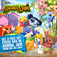 "Get a free gift everyday in Animal Jam from December 1-31!" Advertisement of Animal Jam Classic