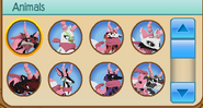 A glitched player card where every item the main animal wears is shown on all animals. The same eyes are also shown on all the animals.