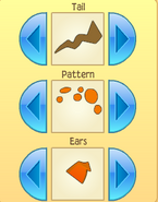 Some of the available tail, pattern, and ear options.