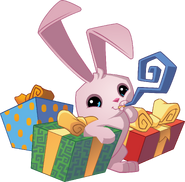 The bunny with the presents as shown on the Jamaa Journal