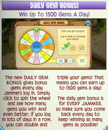 The Daily Spin was originally introduced as the "Daily Gem Bonus" in Jamaa Journal Volume 38.