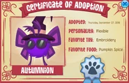 Adoption Certificate Pet Poodle Moth