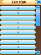 The old style of the Epic Dens list.