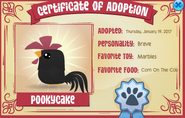 The Certificate of Adoption for a Pet Rooster.