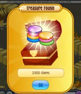 A rare Gem payout from a colored treasure chest.