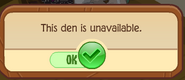 A pop-up that occurs when a player tries to enter a banned player's Den.