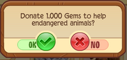 The popup that makes sure if you really want to donate Gems.