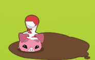 A glitch occurs when the Pig plays while wearing the Freedom Hat or Top Hat