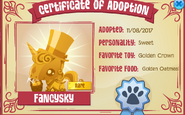 Adoption Certificate Pet Golden Poney