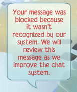 The popup when Animal Jam Classic's chat filter cannot determine if it should block or allow the player's message.