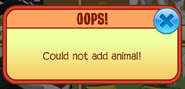 An error popup that appears when an animal cannot be purchased.